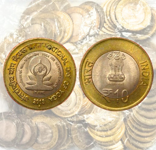 Rs. 10 International Day of Yoga 100 Coin RBI SEAL Mumbai Mint Pack image 0