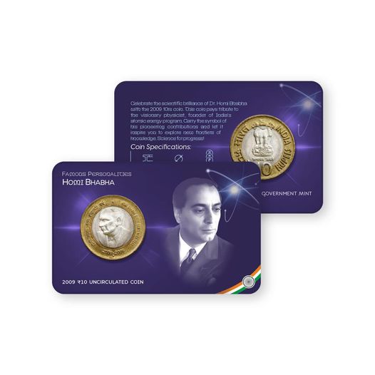 Rs.10 HOMI BHABHA Commemorative Coin Card - Special Edition image 1