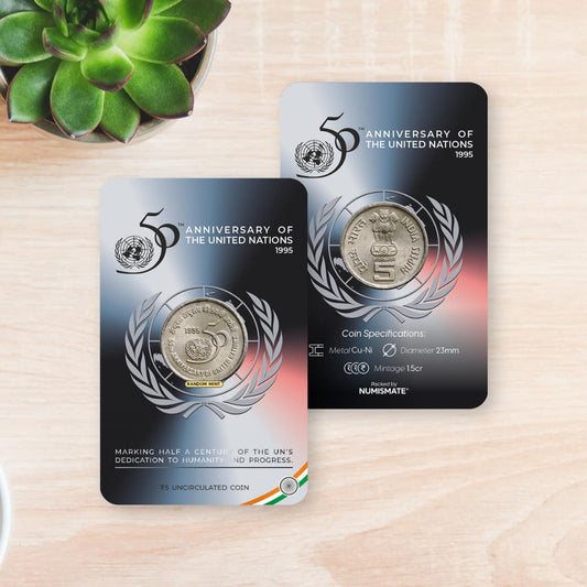 Rs.5 50th Anniversary Of The United Nations Commemorative Coin Card - Special Edition image 0