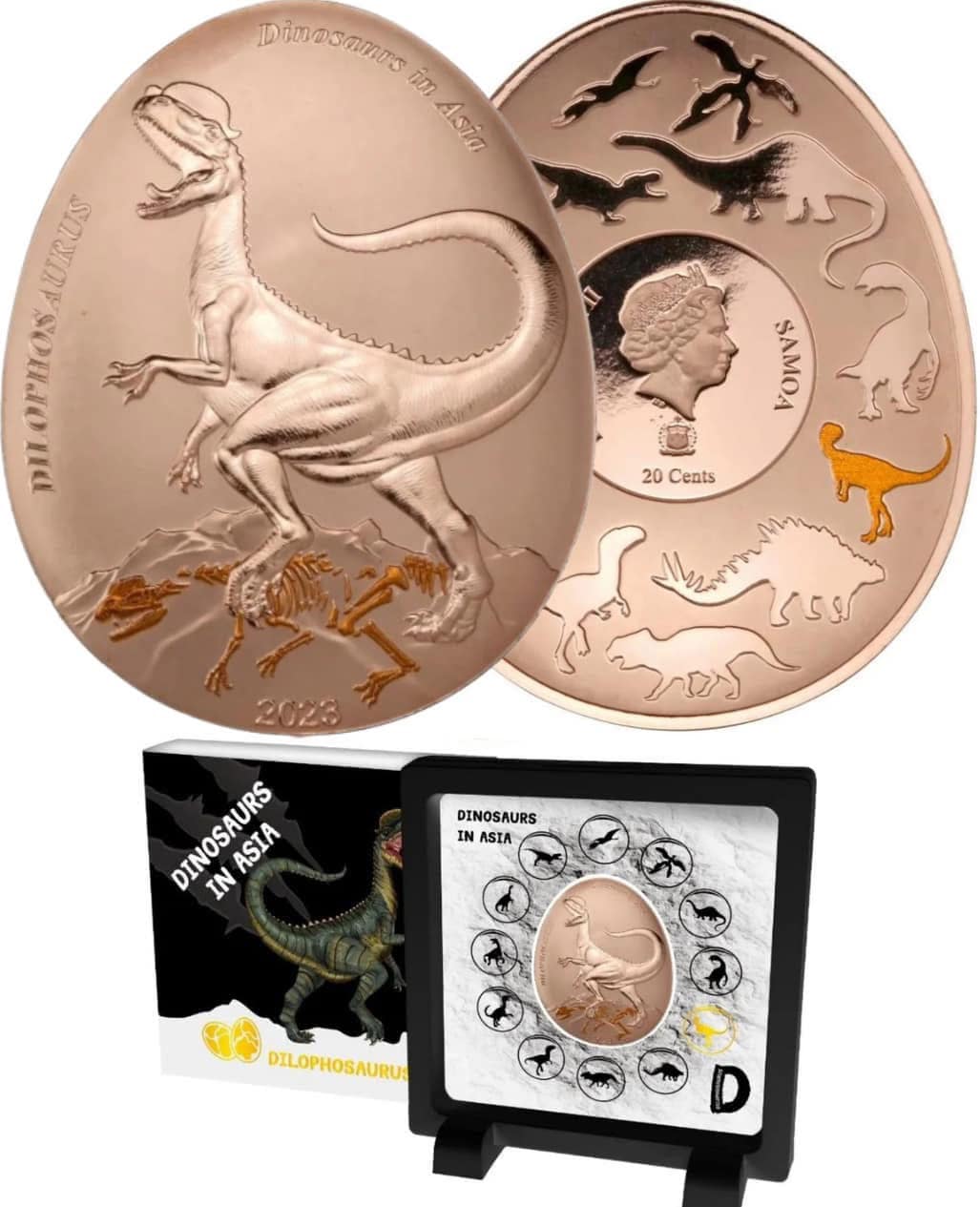 2023 Samoa - Dinosaurs in Asia Series - DILOPHOSAURUS Proof Coin in Original Mint Pack image 0