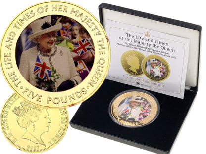 2017 United Kingdom – 5 Pounds - 65mm Big - Huge - Mighty – Life and Times of Her Majesty 5oz Proof