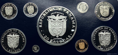 1975 Panama - 8 Coins - Panama Large CONQUISTADOR BALBOA Proof Set