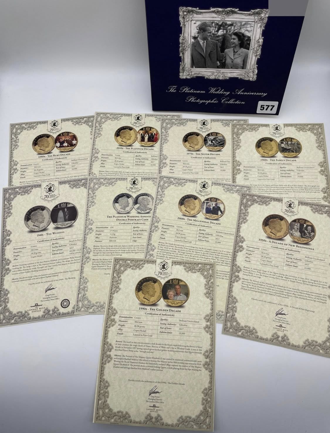 2017 Gibraltar – £10 Platinum + 8 × £5 Crowns - Platinum Photographic Collection