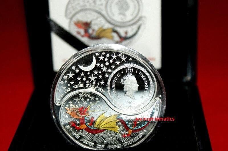 2012 Fiji – 1 Dollar (each coin) - Dragon Yin-Yang (Chinese Lunar Year) Silver Coin Set