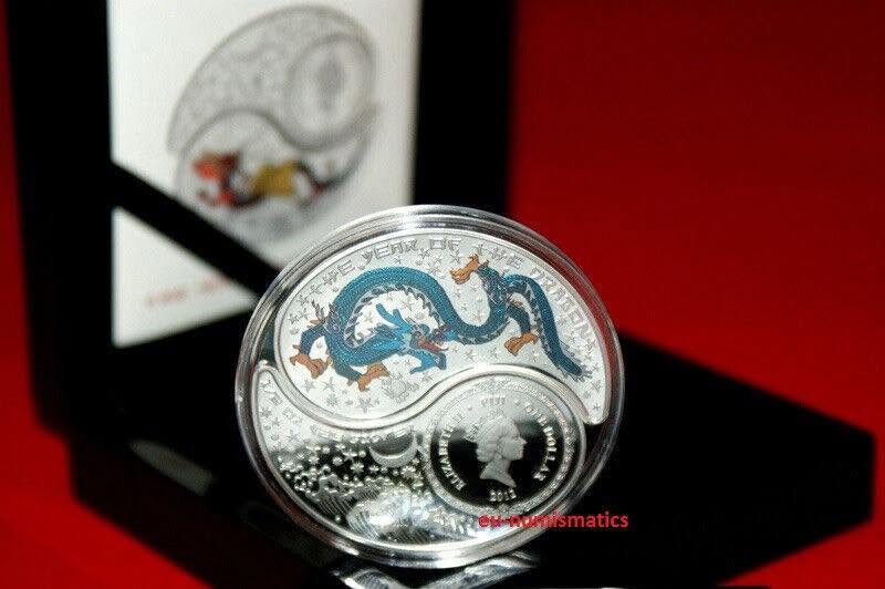 2012 Fiji – 1 Dollar (each coin) - Dragon Yin-Yang (Chinese Lunar Year) Silver Coin Set