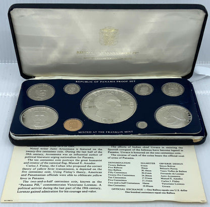 1975 Panama - 8 Coins - Panama Large CONQUISTADOR BALBOA Proof Set
