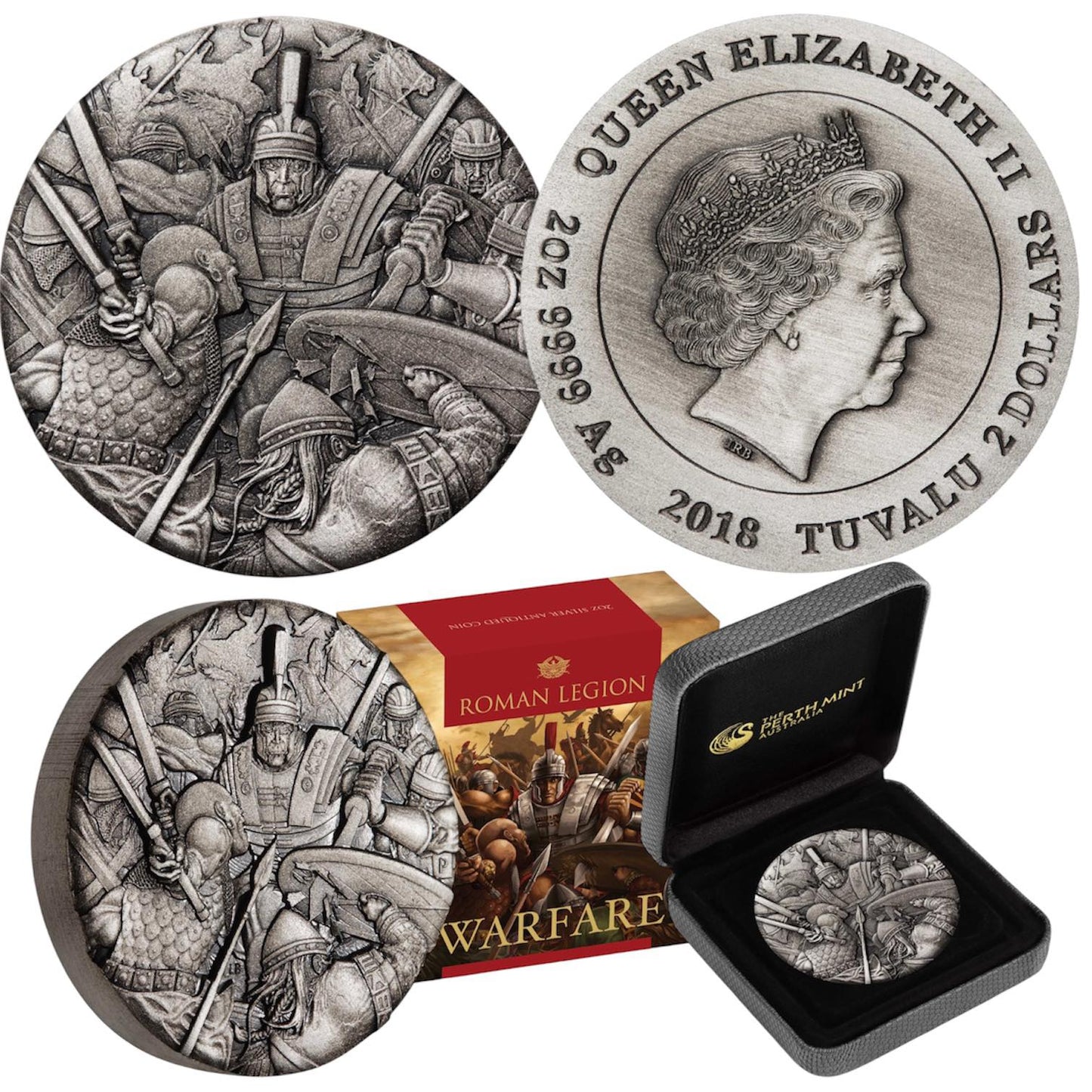 2018 Tuvalu – $2 -  Warfare – Roman Legion Rimless