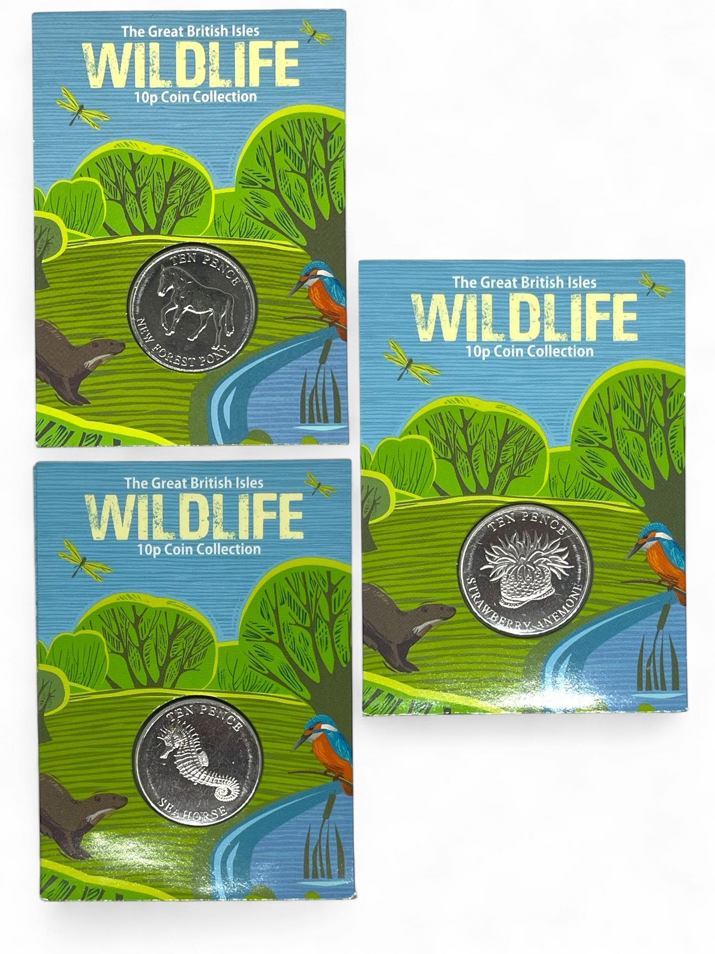 2022 - 2024 Guernsey – 10 Pence - Wild Collection 3 Coins Set