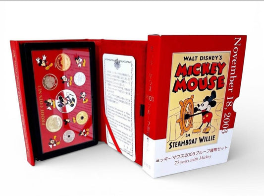 Japan – 1 Yen to 500 Yen (6 Coins) - Disney Mickey Mouse Proof Coin Set with Silver Medal