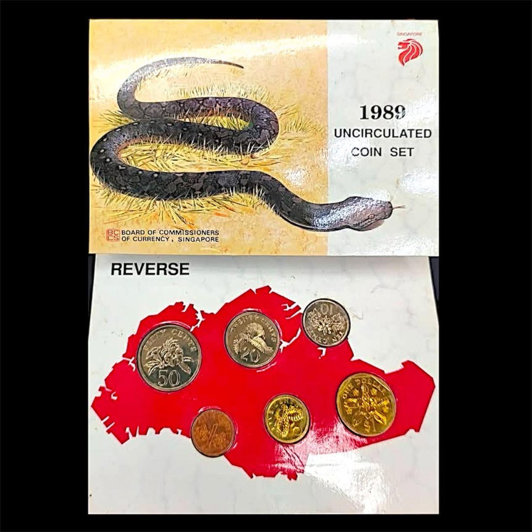 1989 Singapore – 1¢, 5¢, 10¢, 20¢, 50¢, $1 - Uncirculated Coin Set