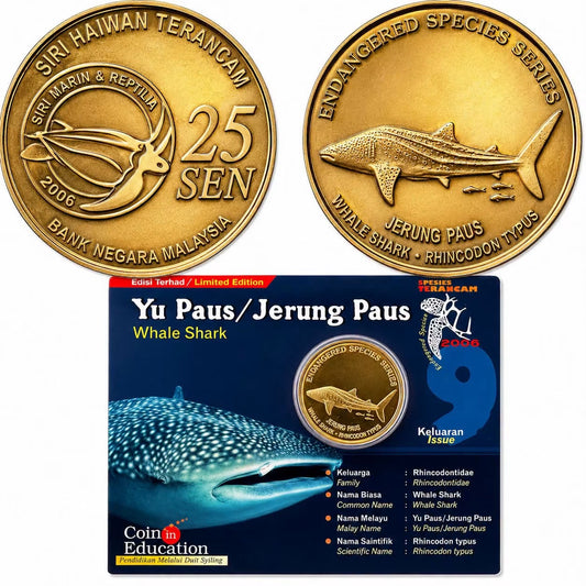 2006 Malaysia – 25 Sen - Whale Shark - Malaysia Endangered Species