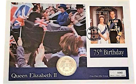 2001 Liberia - 1 Dollar - Queen Elizabeth II 75th Birthday FDC