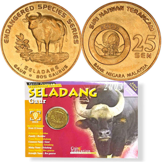 2003 Malaysia – 25 Sen - Gaur (Seladang) – Endangered Species Series