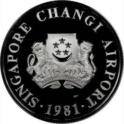 1981 Singapore – 5 Dollars - Changi Airport – Singapore Silver Proof
