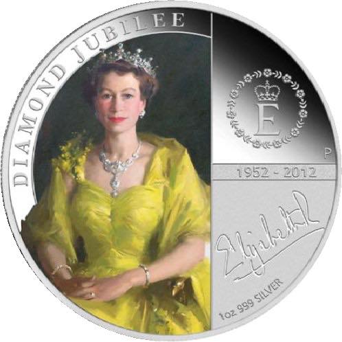 2012 Australia – 1 Dollar - 1 Oz Silver Proof – Diamond Jubilee QE II