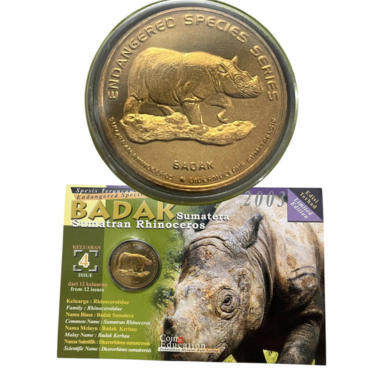 2003 Malaysia – 25 Sen - Sumatran Rhinoceros (Badak Sumatera) – Endangered Species Series
