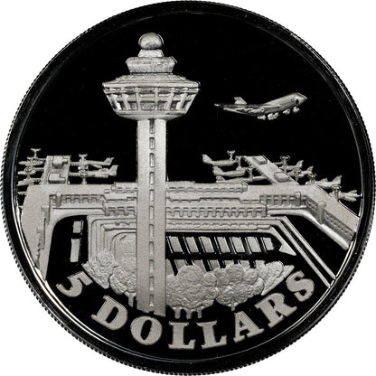 1981 Singapore – 5 Dollars - Changi Airport – Singapore Silver Proof