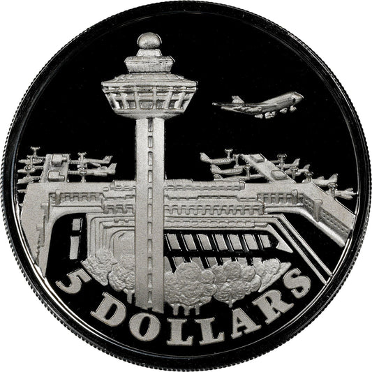 1981 Singapore – 5 Dollars - Changi Airport – Singapore Silver Proof
