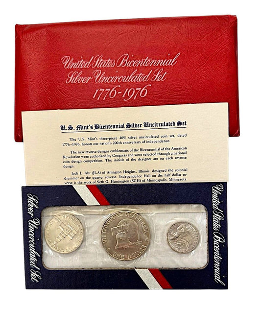 1976 United States - 3-Coin Set - Bicentennial Silver Uncirculated Set