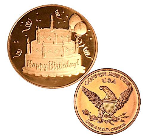 USA - 1 AVDP oz - Happy Birthday Copper Round