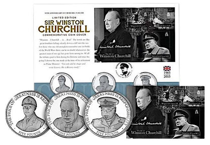 Guernsey – £5 - Portraits of a Leader – Churchill 50th Anniversary Coin Cover