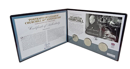 Guernsey – £5 - Portraits of a Leader – Churchill 50th Anniversary Coin Cover