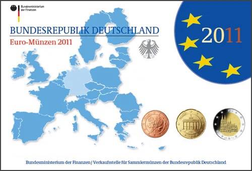 2011 Germany - 1c, 2c, 5c, 10c, 20c, 50c, €1, €2 - Euro Coin Set