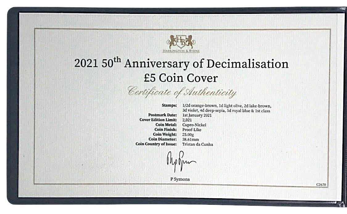 2021 United Kingdom – £5 - 50 Years of Decimalisation Coin Cover