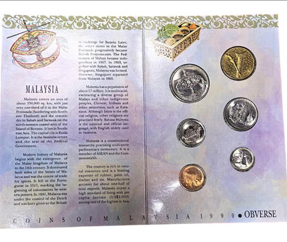 1990 Malaysia – 1, 5, 10, 20, 50 Sen & 1 Ringgit - Official Coin Set