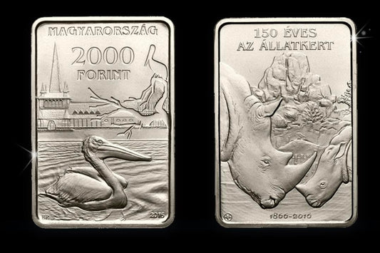 2016 Hungary – 2000 Forint - Budapest Zoo - 150th Anniversary Rectangular Coin