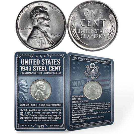 1943 United States – 1 Cent - Steel Cent Collector Card