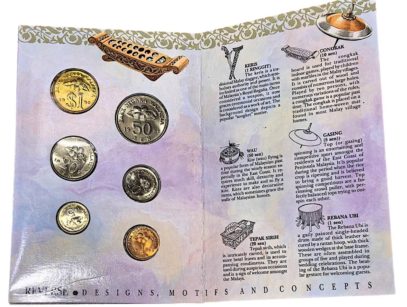 1990 Malaysia – 1, 5, 10, 20, 50 Sen & 1 Ringgit - Official Coin Set
