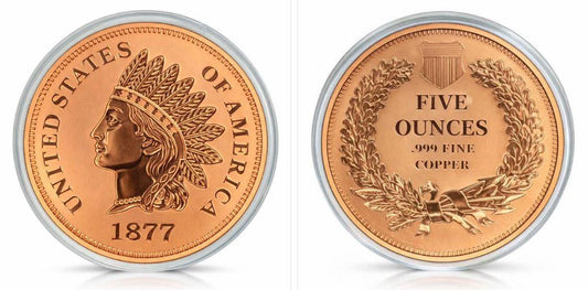 1877 United States - 5 Oz Indian Head Design – Tribute Round
