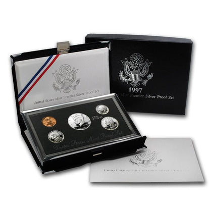 1997 USA - 1¢, 5¢, 10¢, 25¢ & 50¢ - Premier Silver Proof Set