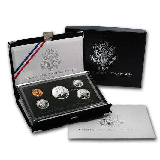 1997 USA - 1¢, 5¢, 10¢, 25¢ & 50¢ - Premier Silver Proof Set
