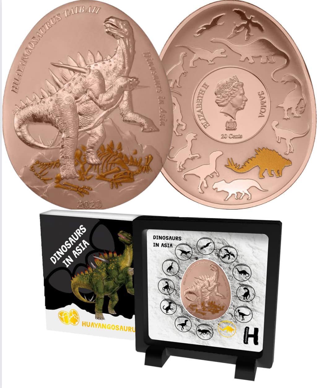 2023 Samoa - Dinosaurs in Asia Series - HUAYANGOSAURUS TAIBAII Proof Coin in Original Mint Pack image 0