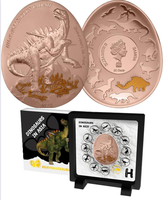 2023 Samoa - Dinosaurs in Asia Series - HUAYANGOSAURUS TAIBAII Proof Coin in Original Mint Pack image 0