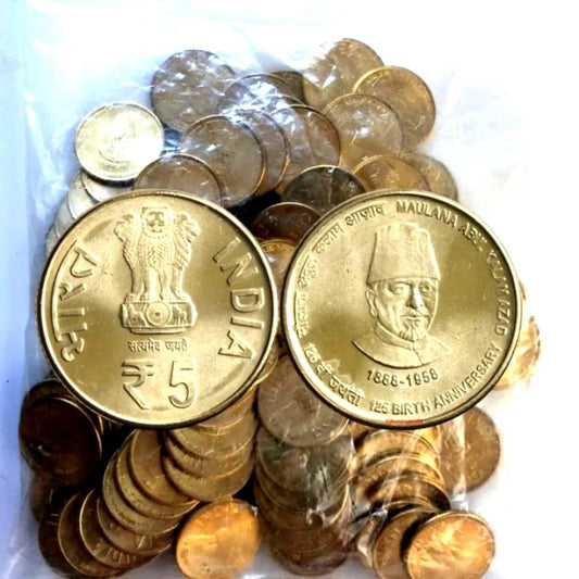 Rs. 5 Maulana Abul Kalam Azad 100 coin RBI Mumbai Mint Pack image 0