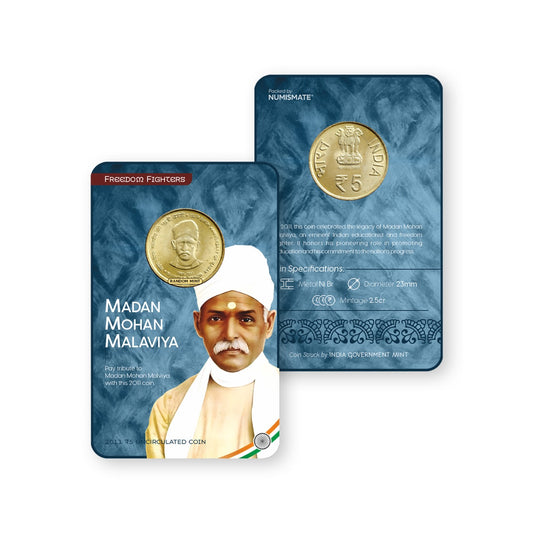 Rs.5 MADAN MOHAN MALAVIYA Commemorative Coin Card - Special Edition image 0