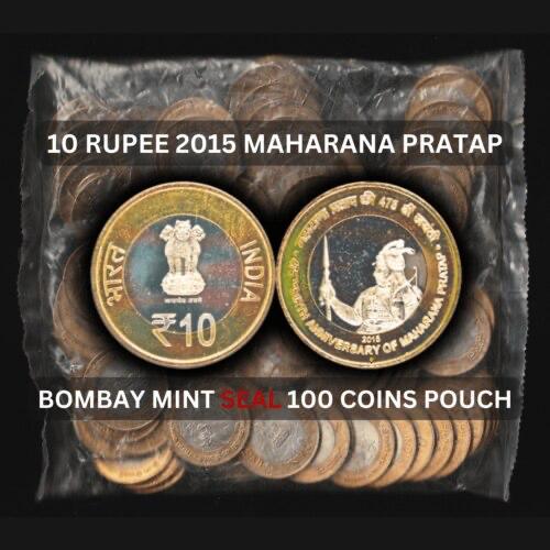 Rs 10 475TH Birth Anniversary Of Maharana Pratap 100 coin RBI SEAL Mumbai Mint Pack image 0