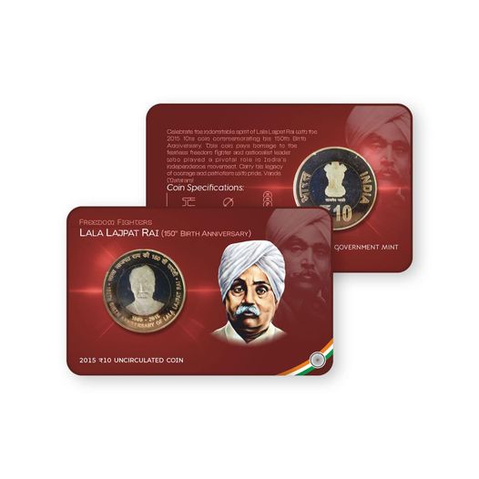 Rs.10 LALA LAJPAT RAI Commemorative Coin Card - Special Edition image 0