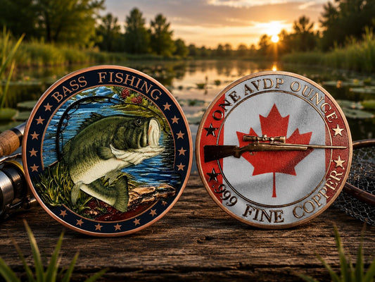 Canada – 1 AVDP Ounce - Bass Fishing Copper Round
