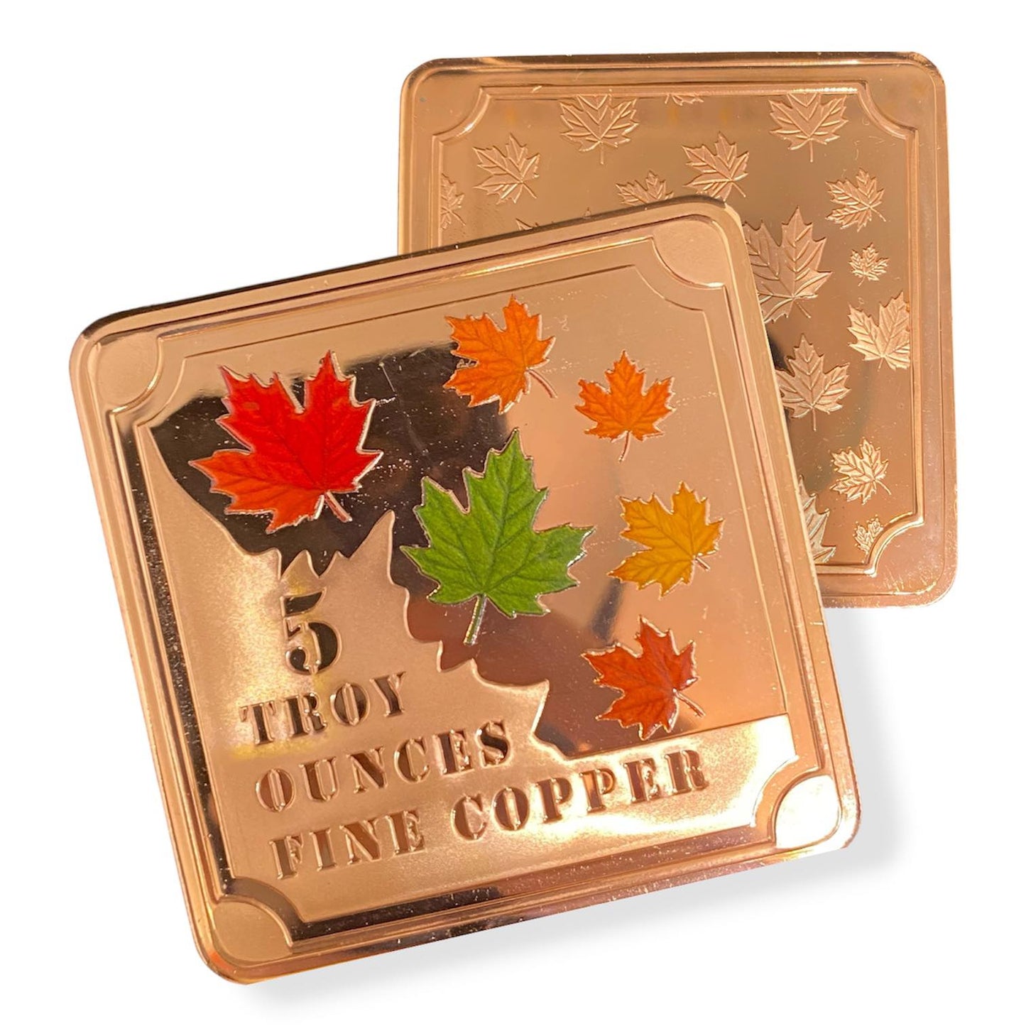 Canada – 5 Troy Ounces (155.5 g) - Autumn Maple Leaves Copper Bar