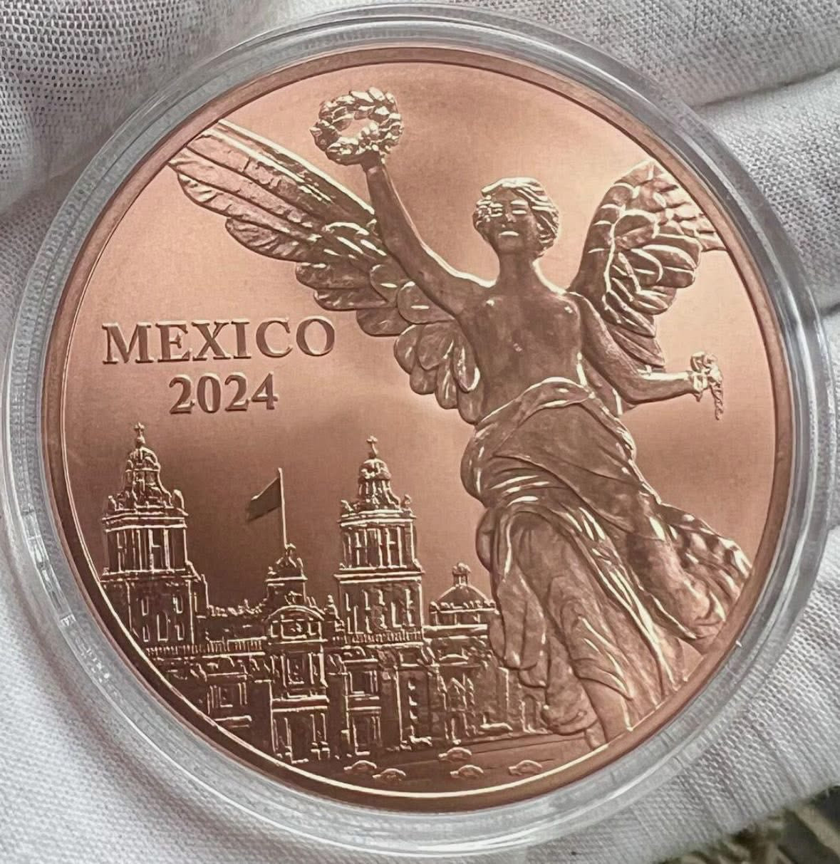 2024 Mexico Reverse Proof Libertad Sunset 5 AVDP Oz Copper Tribute Medallion in Capsule image 0