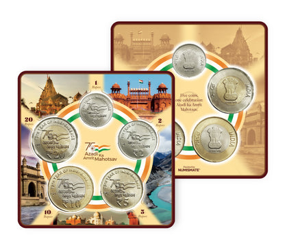 Azadi Ka Amrit Mahotsav AKAM – 75 Years of Independence – 5 Coin Set Coin Card