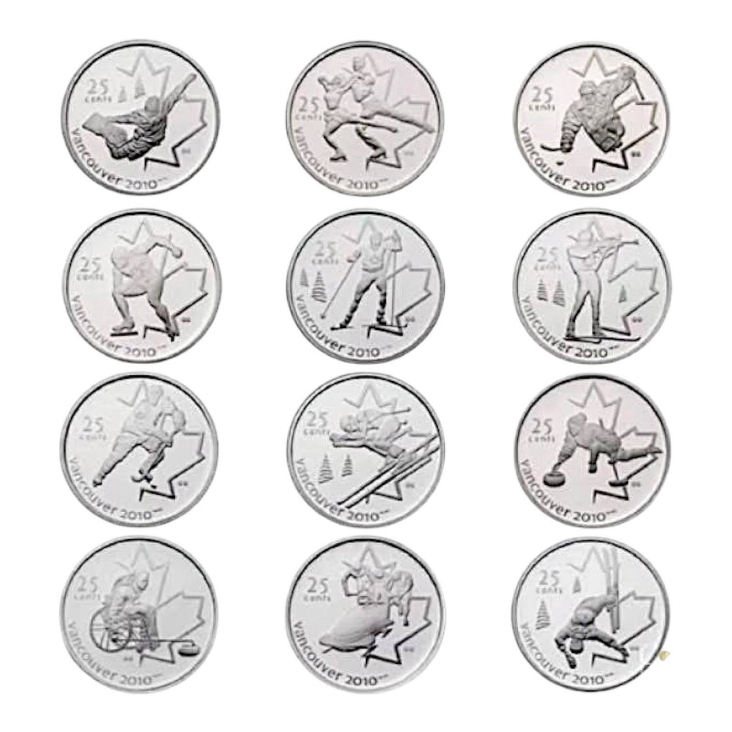 Canada – 25 Cents - 2010 Vancouver Winter Olympics 25-Cent 12-Coin Complete Set