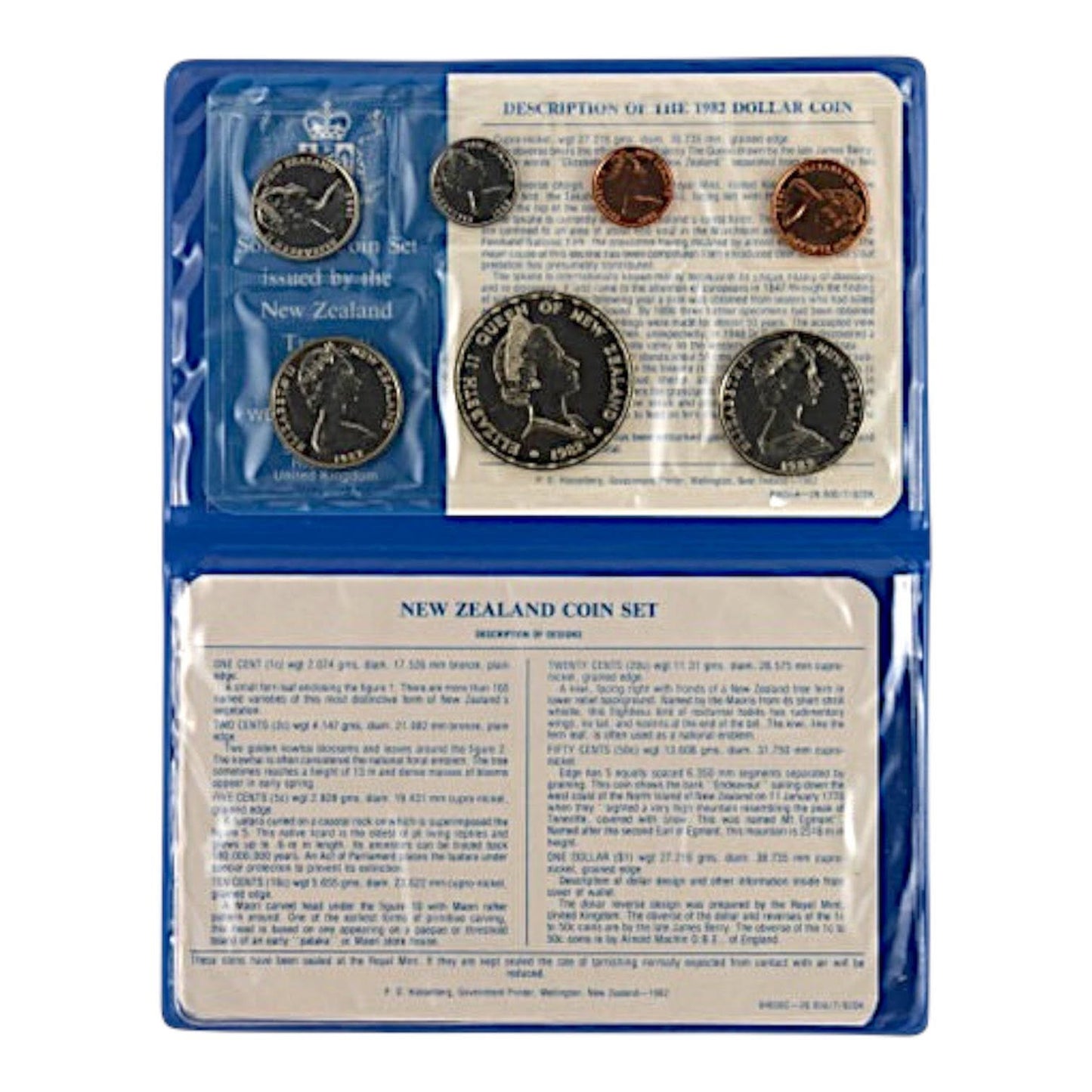 1982 New Zealand - 7 Coins - Treasury Souvenir Coin Set