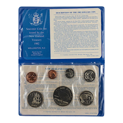 1982 New Zealand - 7 Coins - Treasury Souvenir Coin Set