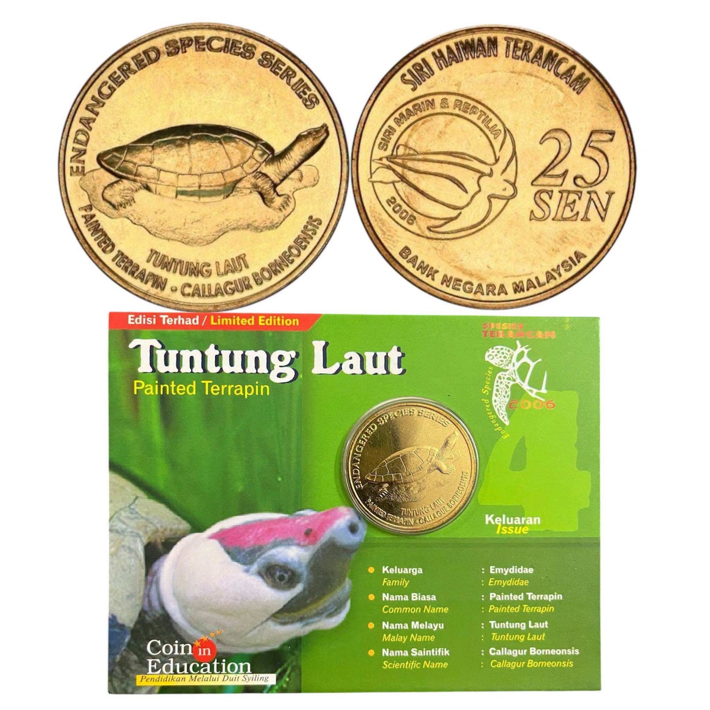 2006 Malaysia – 25 Sen - Painted Terrapin Coin Card