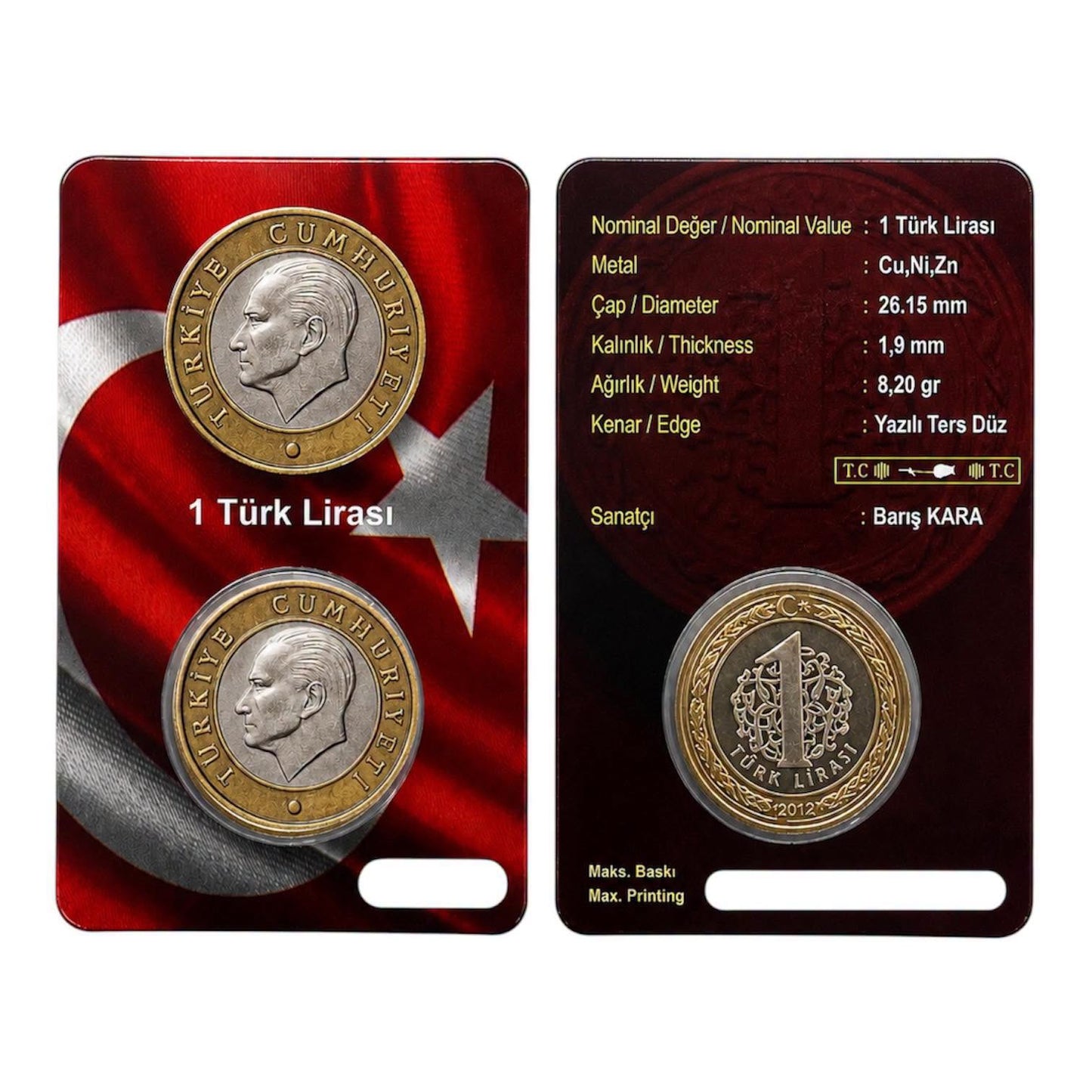2024 Turkey – 1 Türk Lirası - Mustafa Kemal Atatürk Coin Card
